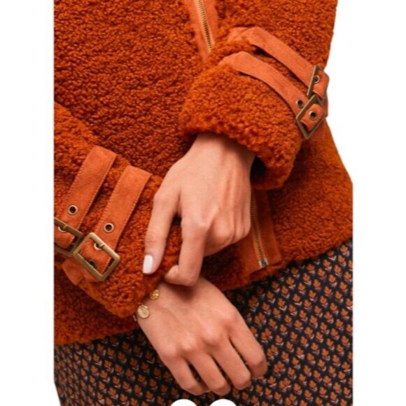 Marrakech Women's Large Sherpa Jacket Burnt Sienna Brown Teddy Bear - Picture 2 of 16